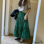 Korean Style Informal Timeless Women's Maxi Floral Skirt Relaxed A-line