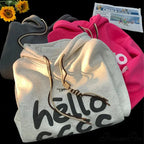 Korean Style Letter Printed Fleece Hoodie