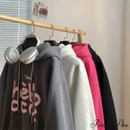 Korean Style Letter Printed Fleece Hoodie
