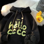Korean Style Letter Printed Fleece Hoodie