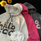 Korean Style Letter Printed Fleece Hoodie