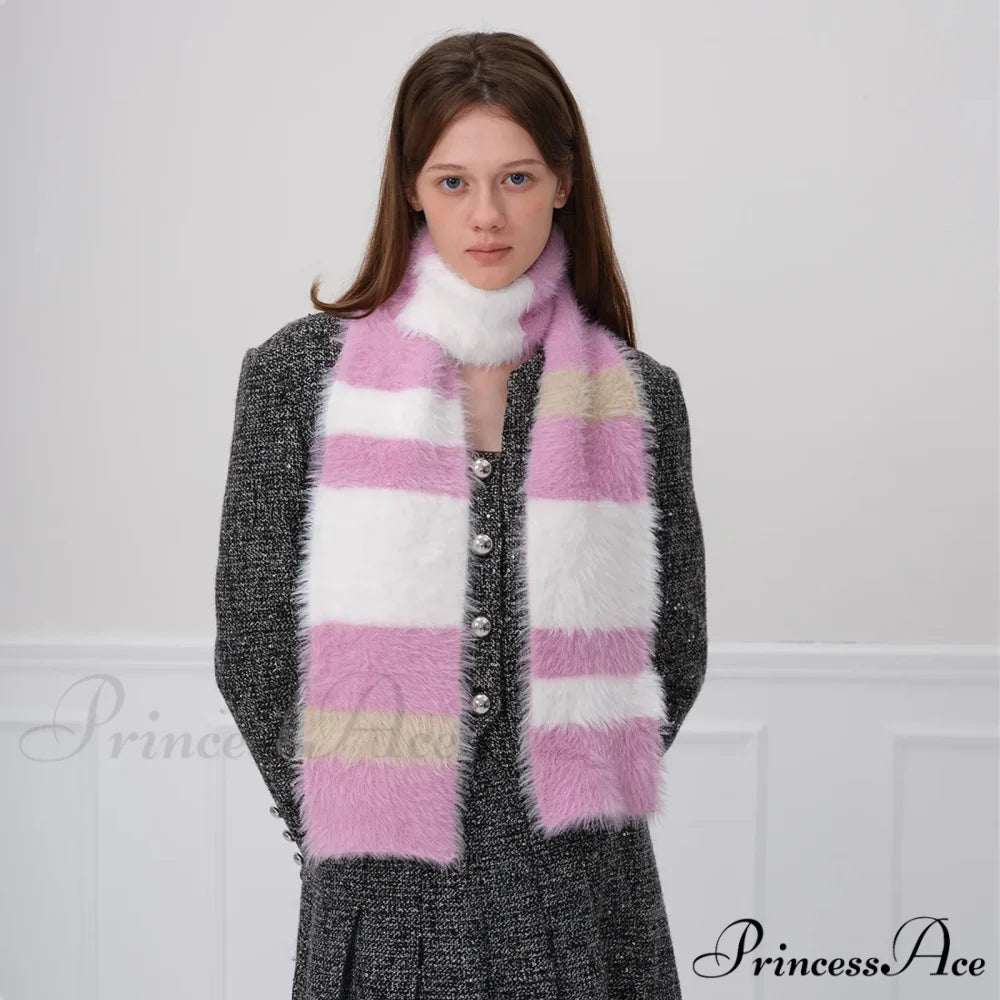 Korean Style Soft Warm Stripe Knitted Scarf for Autumn/Winter