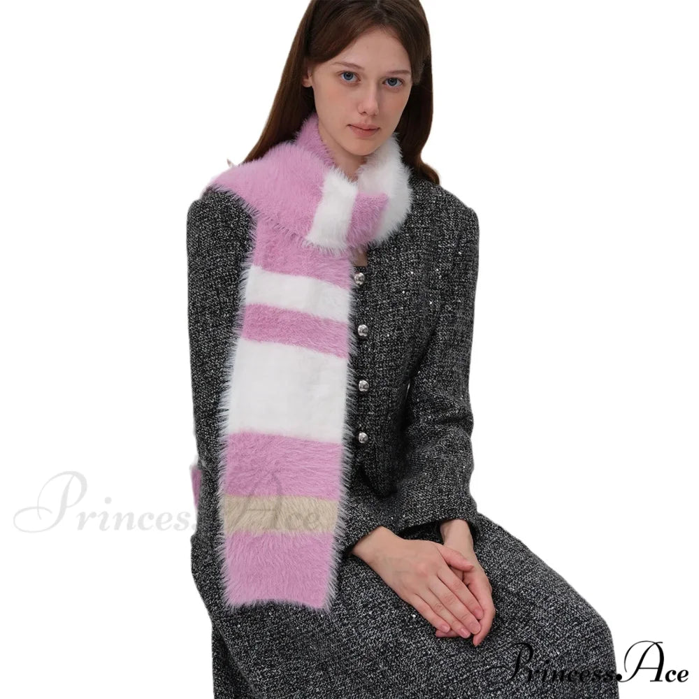 Korean Style Soft Warm Stripe Knitted Scarf for Autumn/Winter