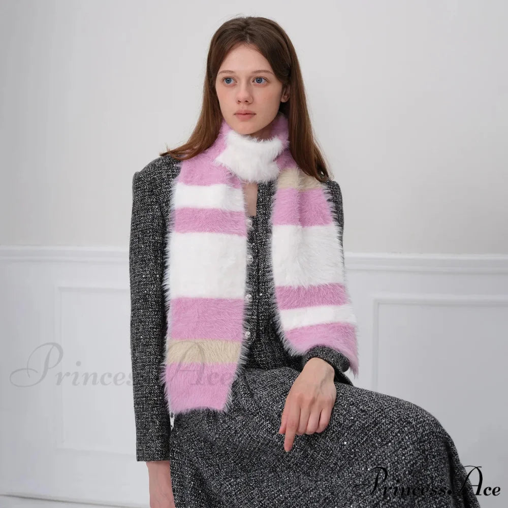Korean Style Soft Warm Stripe Knitted Scarf for Autumn/Winter