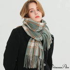 Korean Style Thick Warm Shawl Wrap Plaid Cashmere Blanket Scarf