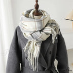 Korean Style Thick Warm Shawl Wrap Plaid Cashmere Blanket Scarf