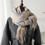 Korean Style Thick Warm Shawl Wrap Plaid Cashmere Blanket Scarf