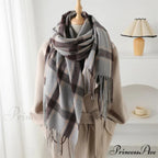 Korean Style Thick Warm Shawl Wrap Plaid Cashmere Blanket Scarf