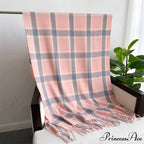 Korean Style Thick Warm Shawl Wrap Plaid Cashmere Blanket Scarf