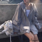 Korean Version Zip Up Loose Oversized Hoodie