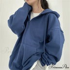 Korean Version Zip Up Loose Oversized Hoodie