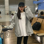 Korean Version Zip Up Loose Oversized Hoodie