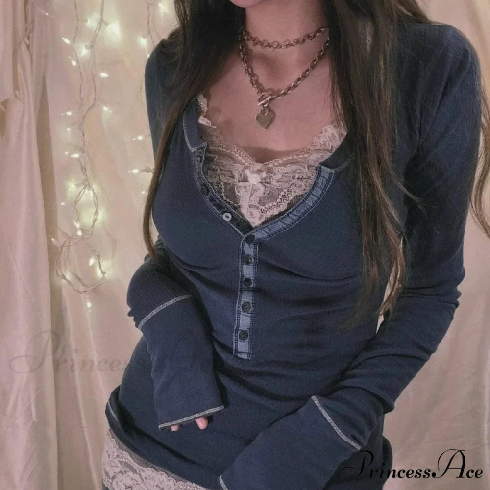 Korean Vintage Ribbed Knit Top Button Up Long Sleeve Jumper Women