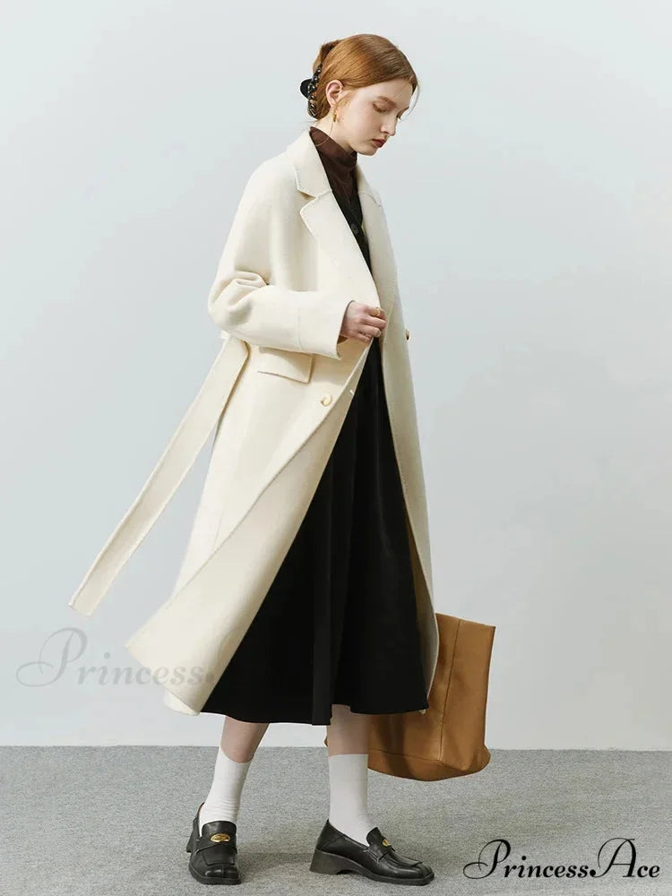Korean Woolen Autumn Winter Solid Office Double-sided Mid-length Chic Coat
