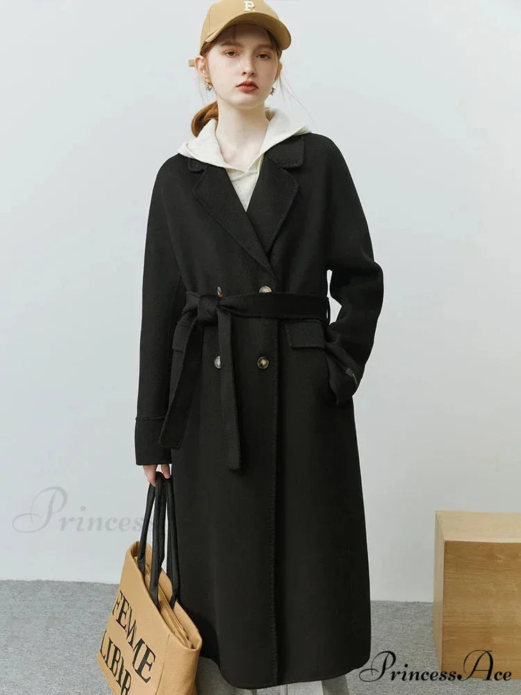 Korean Woolen Autumn Winter Solid Office Double-sided Mid-length Chic Coat