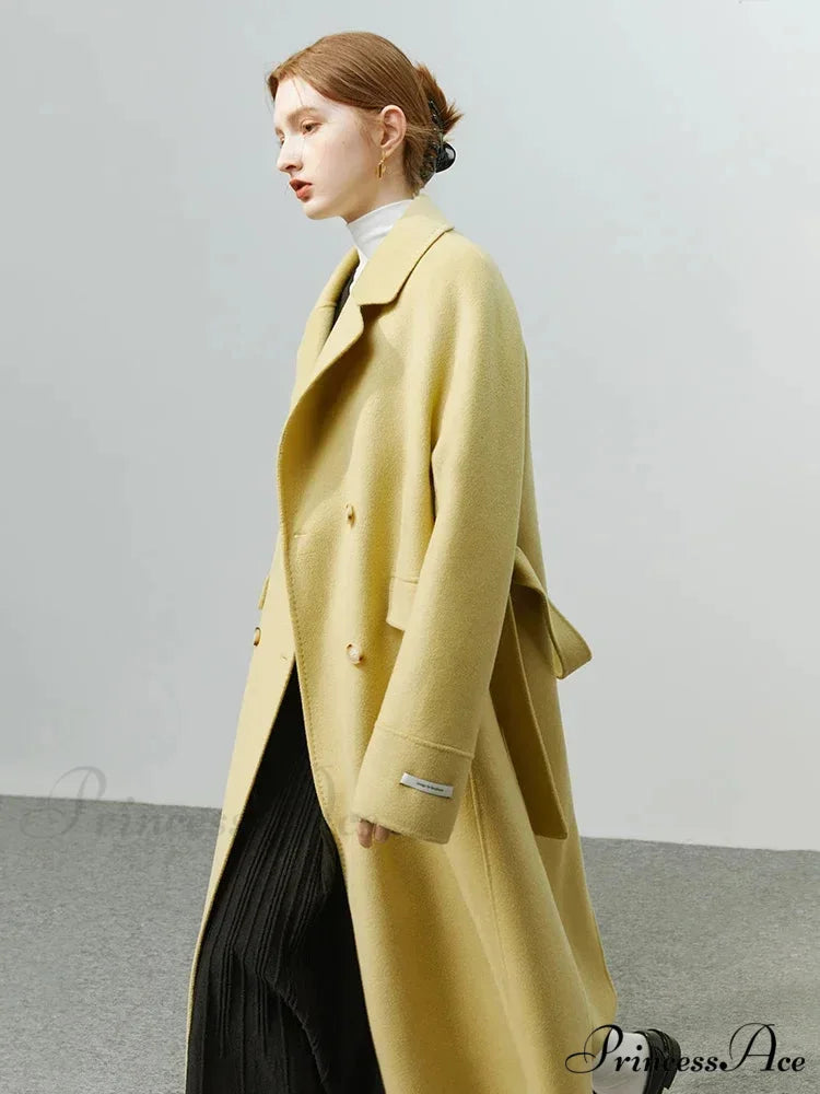 Korean Woolen Autumn Winter Solid Office Double-sided Mid-length Chic Coat