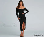 Kristy Off-The-Shoulder Stylish Formal Midi Dress