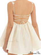 Lace A line Sleeveless Spaghetti Strap Square Neck Mini Dress