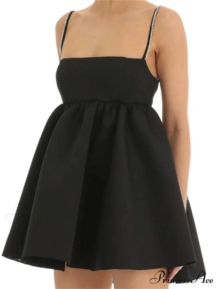 Lace A line Sleeveless Spaghetti Strap Square Neck Mini Dress