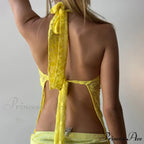 Lace Bind-Up Transparent Crop Top