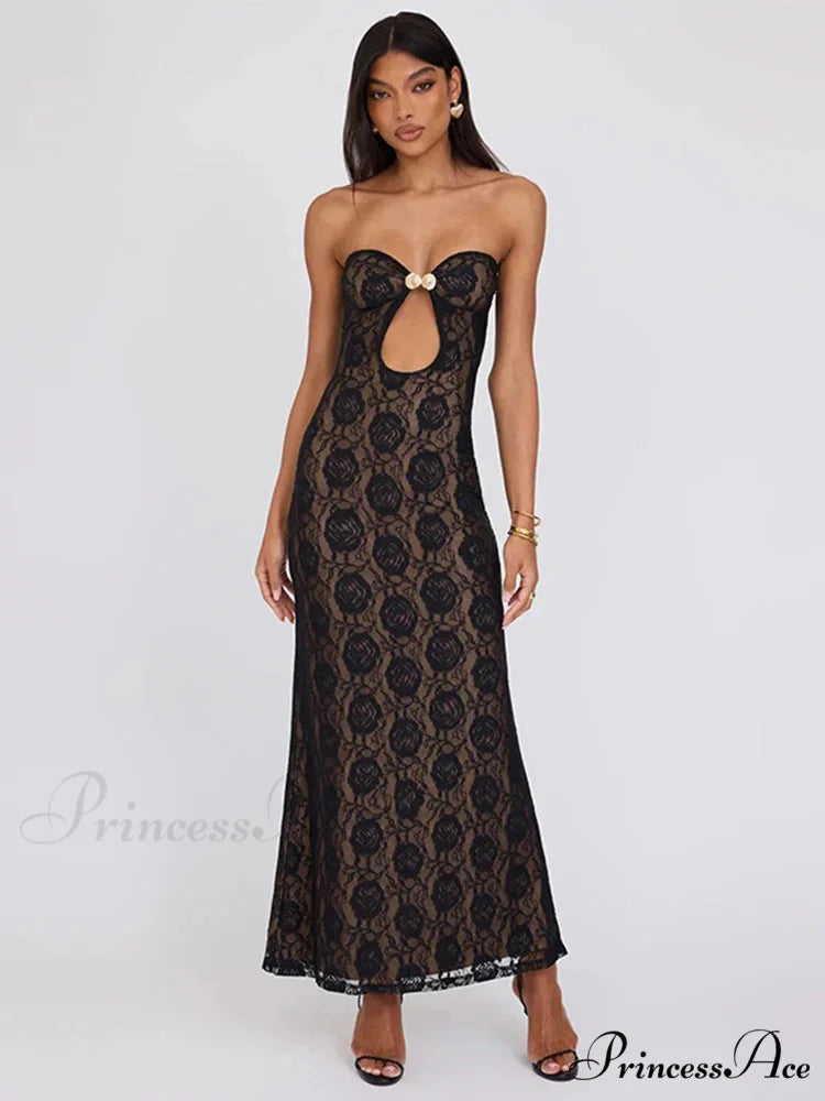 Lace Celebration Bandeau Bodycon Extended Floral Dress