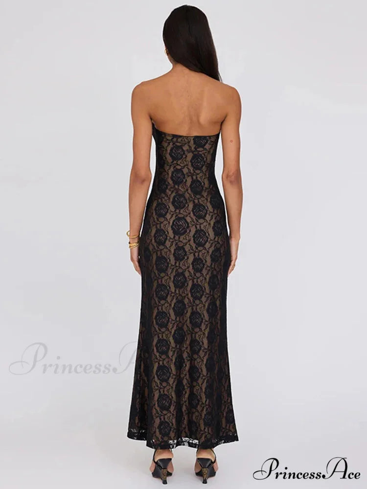 Lace Celebration Bandeau Bodycon Extended Floral Dress