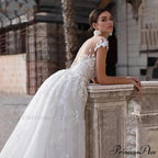 Lace Circular Neck Dual-Use Wedding Gown