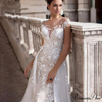Lace Circular Neck Dual-Use Wedding Gown