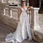 Lace Circular Neck Dual-Use Wedding Gown