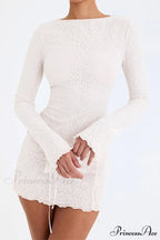 Lace Crew Neck Mini Dress