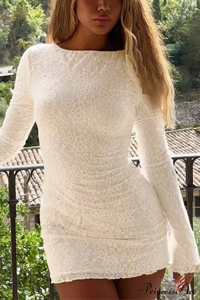 Lace Crew Neck Mini Dress