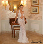 Lace Cutouts Backless Maxi Party Dress