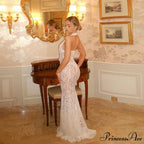 Lace Cutouts Backless Maxi Party Dress