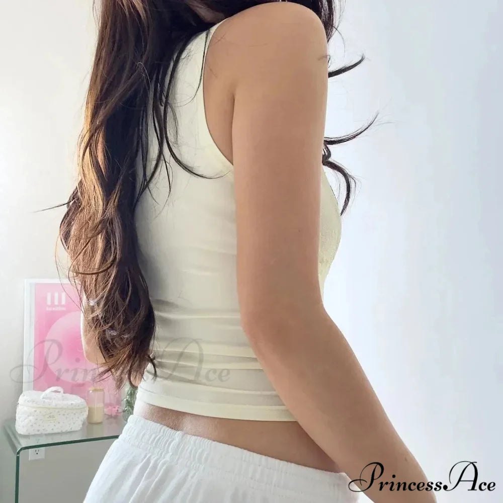 Lace Deep Neck Ribbon Crop Top