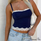 Lace Edging Open Rear Crop Top