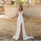 Lace Exposed-Shoulder Marriage Gown