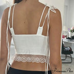Lace Fasten Navel Crop Top