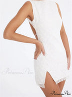 Lace Floral Elegant Sleeveless Backless Lace Mini Dress