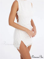 Lace Floral Elegant Sleeveless Backless Lace Mini Dress