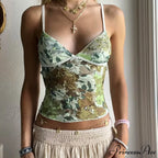 Lace Flowery V-Neck Crop Top