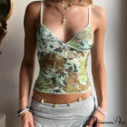 Lace Flowery V-Neck Crop Top