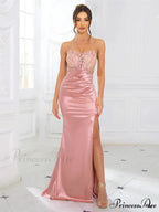 Lace Hollow Out Satin Party Dress