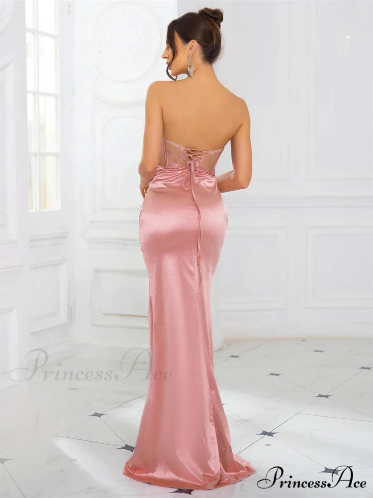Lace Hollow Out Satin Party Dress