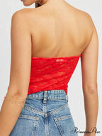 Lace Off-Shoulder Sleeveless Backless See-Through Stylish Elegant Chic Crop Top