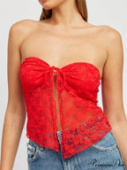 Lace Off-Shoulder Sleeveless Backless See-Through Stylish Elegant Chic Crop Top