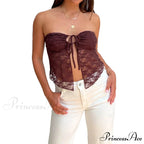 Lace Off-Shoulder Sleeveless Backless See-Through Stylish Elegant Chic Crop Top