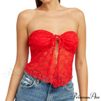 Lace Off-Shoulder Sleeveless Backless See-Through Stylish Elegant Chic Crop Top