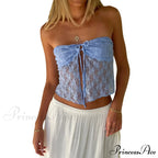 Lace Off-Shoulder Sleeveless Backless See-Through Stylish Elegant Chic Crop Top