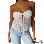 Lace Off-Shoulder Sleeveless Backless See-Through Stylish Elegant Chic Crop Top