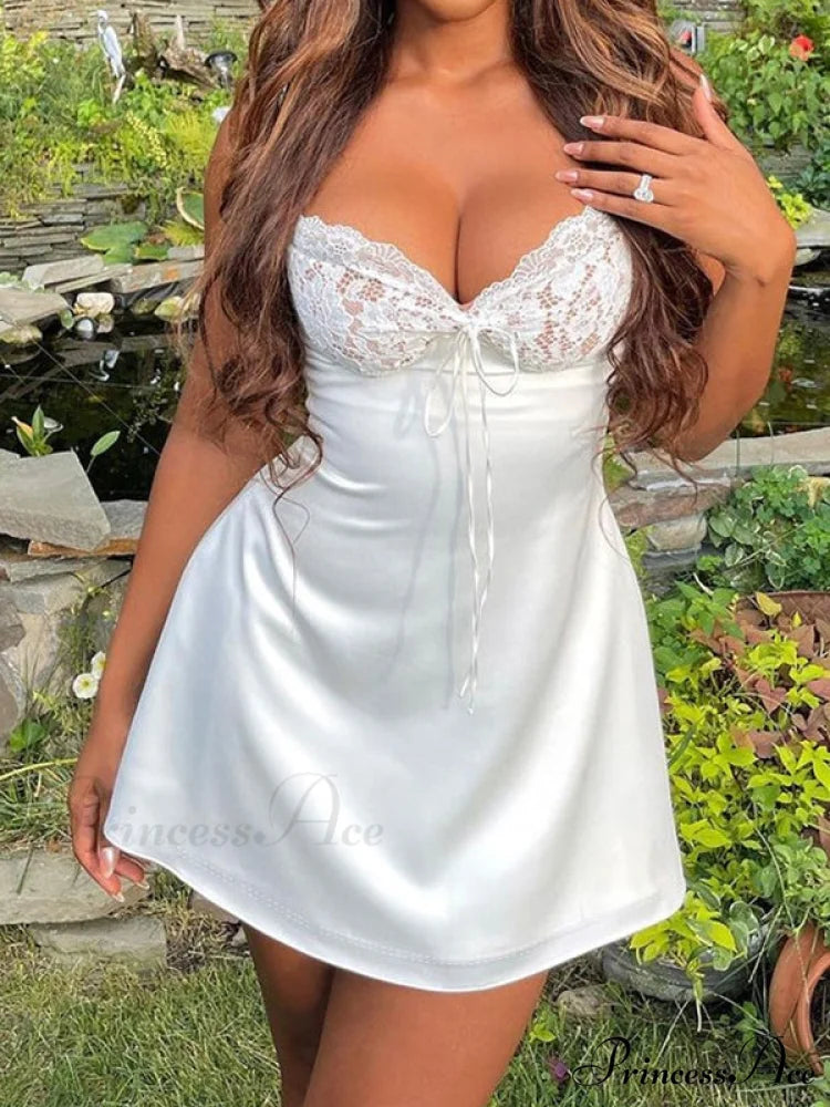 Lace Paneled Graceful Sleeveless Mini Dress